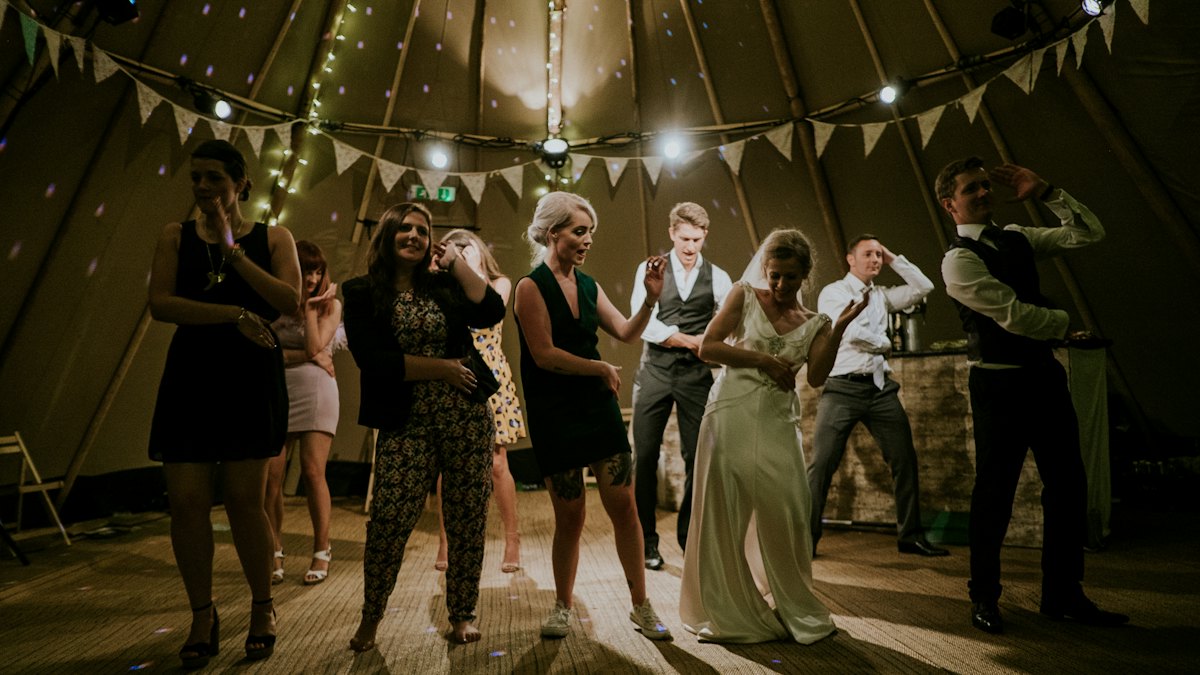 Guests dancing at an evening party